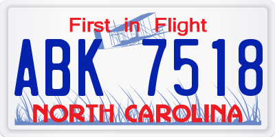 NC license plate ABK7518