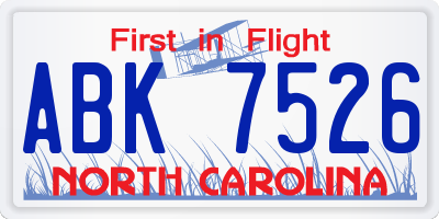 NC license plate ABK7526
