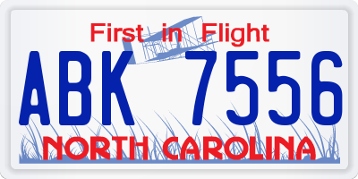 NC license plate ABK7556