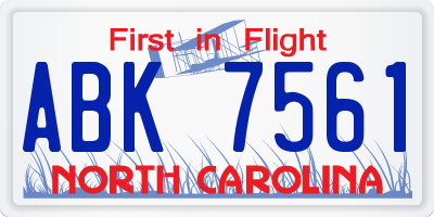 NC license plate ABK7561