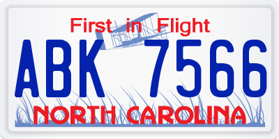 NC license plate ABK7566