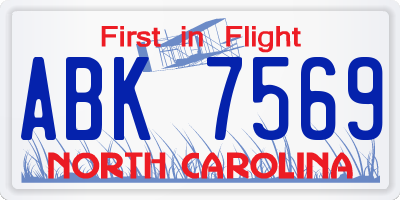 NC license plate ABK7569