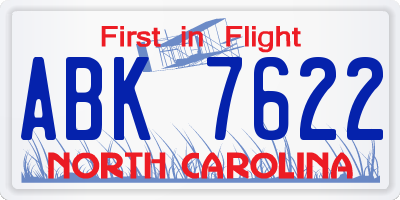 NC license plate ABK7622