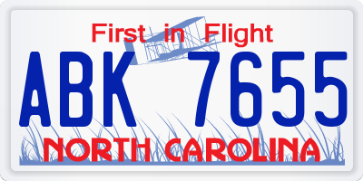 NC license plate ABK7655