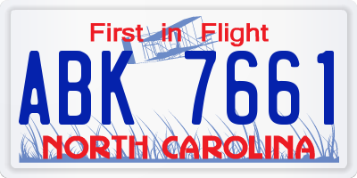 NC license plate ABK7661