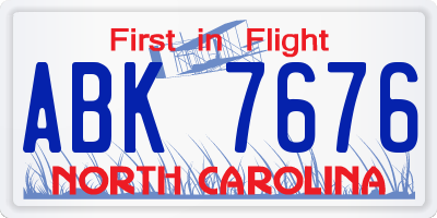 NC license plate ABK7676