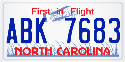 NC license plate ABK7683