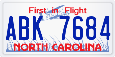 NC license plate ABK7684