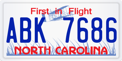 NC license plate ABK7686