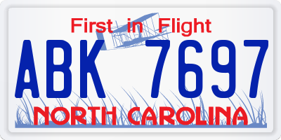 NC license plate ABK7697
