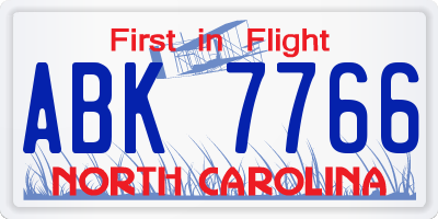 NC license plate ABK7766