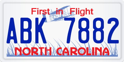 NC license plate ABK7882