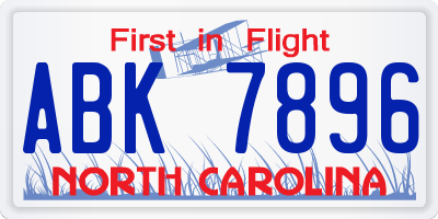 NC license plate ABK7896