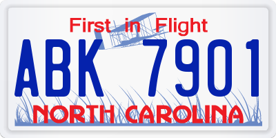 NC license plate ABK7901
