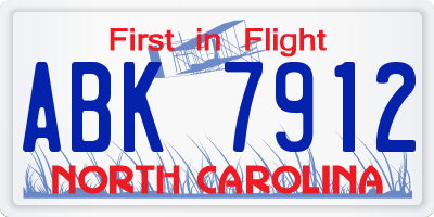 NC license plate ABK7912