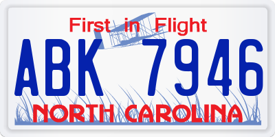 NC license plate ABK7946