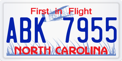 NC license plate ABK7955