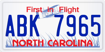 NC license plate ABK7965