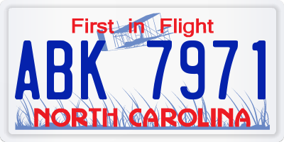 NC license plate ABK7971
