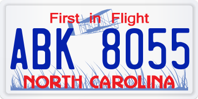 NC license plate ABK8055