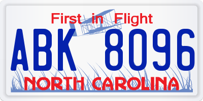 NC license plate ABK8096