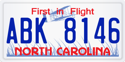 NC license plate ABK8146