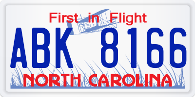 NC license plate ABK8166