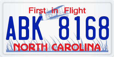 NC license plate ABK8168