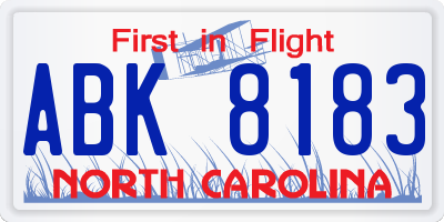 NC license plate ABK8183