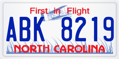 NC license plate ABK8219