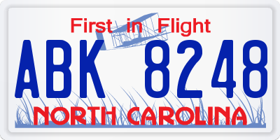 NC license plate ABK8248