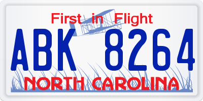 NC license plate ABK8264