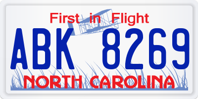 NC license plate ABK8269