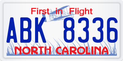 NC license plate ABK8336