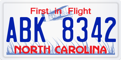 NC license plate ABK8342