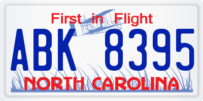 NC license plate ABK8395