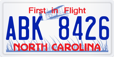 NC license plate ABK8426