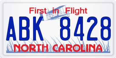 NC license plate ABK8428