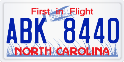 NC license plate ABK8440