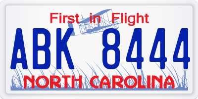 NC license plate ABK8444