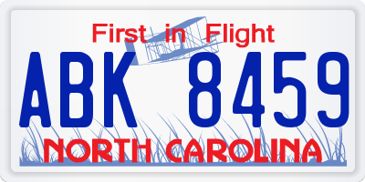 NC license plate ABK8459