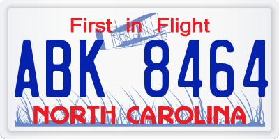 NC license plate ABK8464