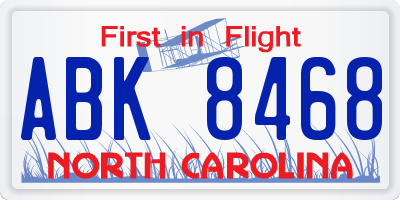 NC license plate ABK8468