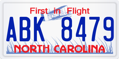 NC license plate ABK8479