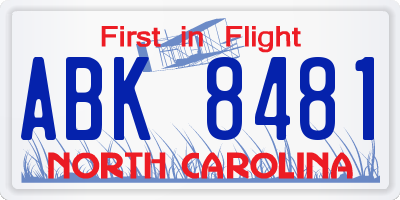NC license plate ABK8481