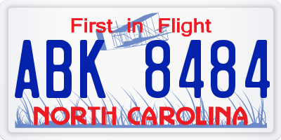 NC license plate ABK8484