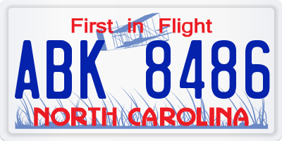 NC license plate ABK8486