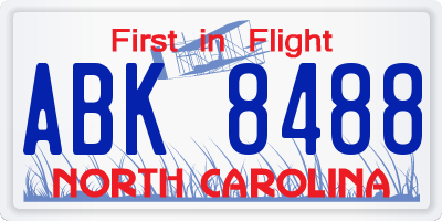 NC license plate ABK8488