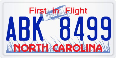 NC license plate ABK8499