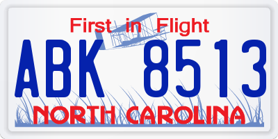 NC license plate ABK8513